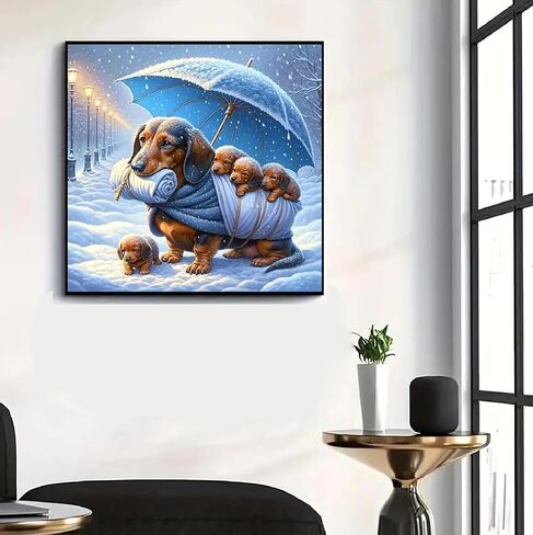 Dog Diamond Art Painting Kits for Adults, Full Drill Winter Diamond Dots Paintings for Beginners, Round 5D Dog Family Paint with Diamonds Pictures Gem Art Painting Kits DIY Crafts 11.8x11.8inch in Kuwait