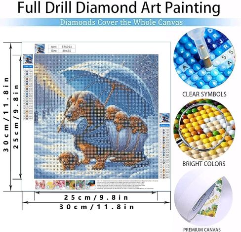 Dog Diamond Art Painting Kits for Adults, Full Drill Winter Diamond Dots Paintings for Beginners, Round 5D Dog Family Paint with Diamonds Pictures Gem Art Painting Kits DIY Crafts 11.8x11.8inch in Kuwait