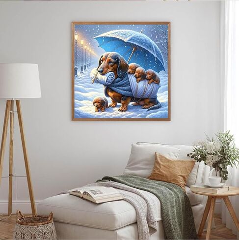 Dog Diamond Art Painting Kits for Adults, Full Drill Winter Diamond Dots Paintings for Beginners, Round 5D Dog Family Paint with Diamonds Pictures Gem Art Painting Kits DIY Crafts 11.8x11.8inch in Kuwait