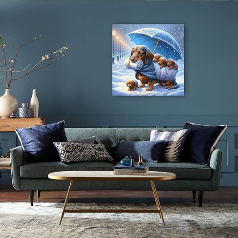 Dog Diamond Art Painting Kits for Adults, Full Drill Winter Diamond Dots Paintings for Beginners, Round 5D Dog Family Paint with Diamonds Pictures Gem Art Painting Kits DIY Crafts 11.8x11.8inch in Kuwait