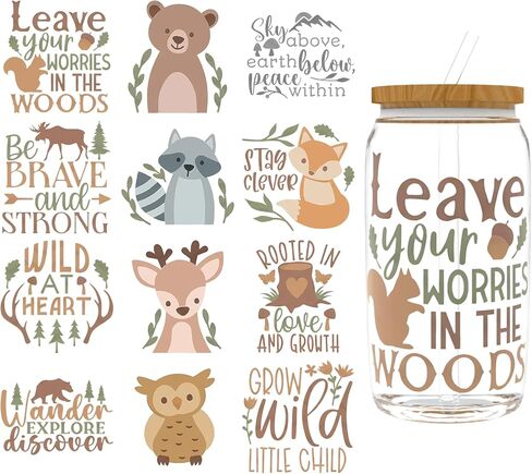 UV DTF Cup Wrap for 16oz Glass, 12 Sheets Butterfly Rub On Transfers for Coffee Mugs, Decal DIY Tumbler for Furniture DIY Crafts in Kuwait