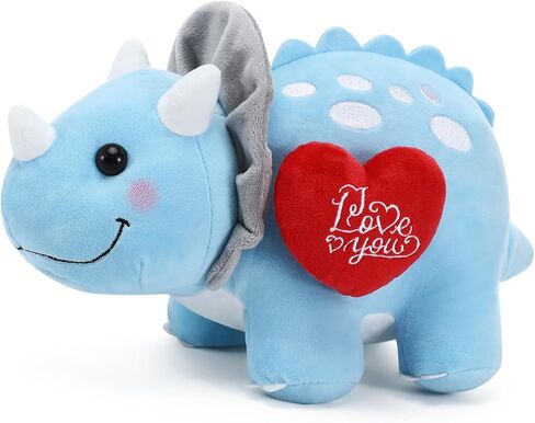Syhood 12 Inch Love You Plush Stuffed Dinosaur with Red Heart Cute Stuffed Animals for Girlfriend Blue Dinosaur Plush Toys for Anniversary, Romantic Date in Saudi Arabia