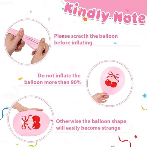 Cherry Balloons, 12 Inch Cherry Party Decorations Red Pink White Print Latex Balloons with Cherry Bow Foil Balloon for She is Cherry on Top Birthday Wedding Fruit Party Decorations in Saudi Arabia