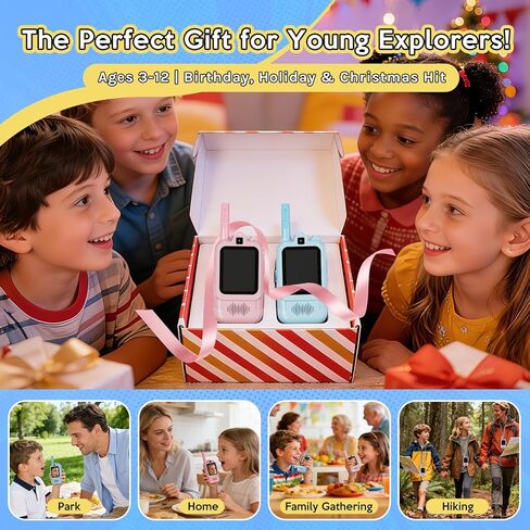 Video Walkie Talkies for Kids, Dual Camera 2-Pack Rechargeable Video Intercom,1600 Ft Range 2 Way Radios Toys|Voice Chat&Photo, Gifts for Age 3-12 Boys Girls Indoor Outdoor Games, Camping (Pink/Blue) in Saudi Arabia
