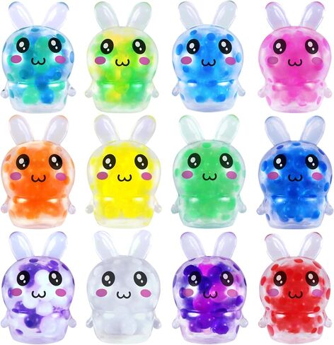 Easter Bunny Stress Balls Egg Fillers, 12 Pcs Mini Bunny Squishies Toys, Easter Basket Stuffers Squishy Fidget Sensory Toy for Kids Girls Boys Teens Adult Classroom Prize Gift Party Favors Supplies in Saudi Arabia