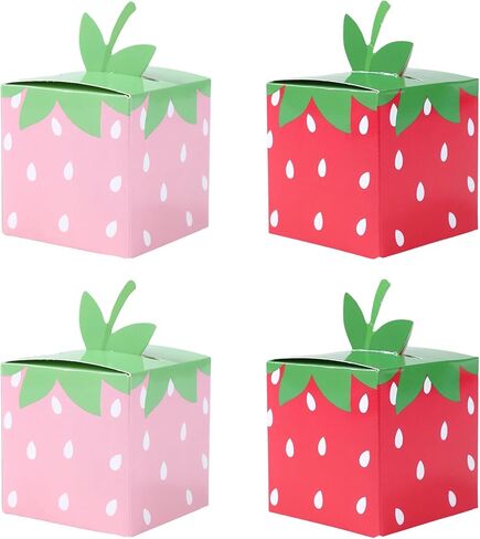 24 Pcs Strawberry Gift Candy Boxes Cute Fruit Strawberry Party Candy Treat Box for Summer Themed Birthday Party in Saudi Arabia