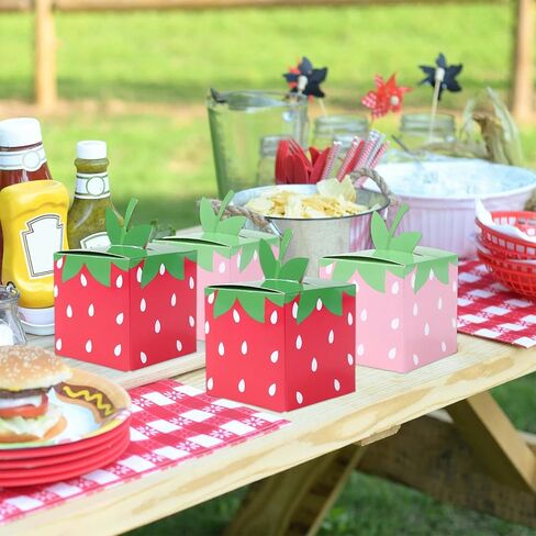 24 Pcs Strawberry Gift Candy Boxes Cute Fruit Strawberry Party Candy Treat Box for Summer Themed Birthday Party in Saudi Arabia