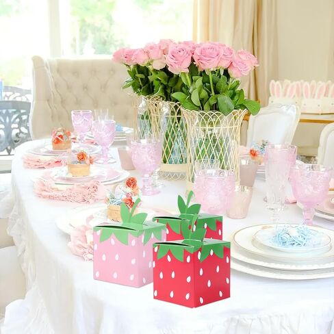 24 Pcs Strawberry Gift Candy Boxes Cute Fruit Strawberry Party Candy Treat Box for Summer Themed Birthday Party in Saudi Arabia