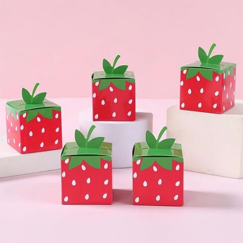 24 Pcs Strawberry Gift Candy Boxes Cute Fruit Strawberry Party Candy Treat Box for Summer Themed Birthday Party in Saudi Arabia
