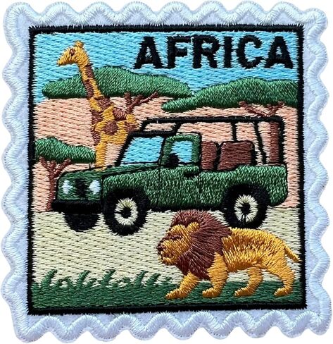 Africa Stamp 3 Inches Embroidery Patch, Iron On/Sew On Travel Embroidered Applique Patch, Travel Patches, Fabric Patches for Clothes Backpacks Hats, DIY Accessories Gifts for Travel Lovers in Saudi Arabia