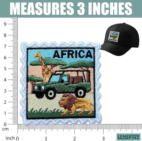 Africa Stamp 3 Inches Embroidery Patch, Iron On/Sew On Travel Embroidered Applique Patch, Travel Patches, Fabric Patches for Clothes Backpacks Hats, DIY Accessories Gifts for Travel Lovers in Saudi Arabia