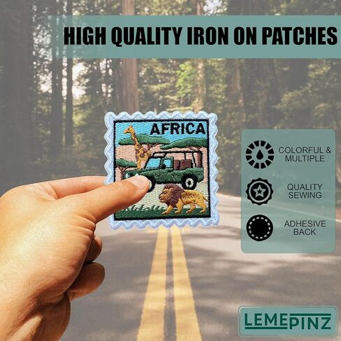 Africa Stamp 3 Inches Embroidery Patch, Iron On/Sew On Travel Embroidered Applique Patch, Travel Patches, Fabric Patches for Clothes Backpacks Hats, DIY Accessories Gifts for Travel Lovers in Saudi Arabia