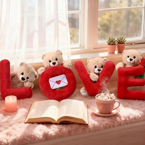 Jenaai 4 Pcs Valentine Teddy Bear Gifts 10" Stuffed Love Teddy Bear Plush Table Decoration, Romantic Stuffed Animals Cute Plush Gift for Girlfriend Couples, Valentine Galentines Wedding Party Decor in Saudi Arabia