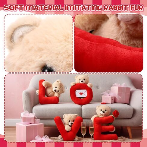 Jenaai 4 Pcs Valentine Teddy Bear Gifts 10" Stuffed Love Teddy Bear Plush Table Decoration, Romantic Stuffed Animals Cute Plush Gift for Girlfriend Couples, Valentine Galentines Wedding Party Decor in Saudi Arabia