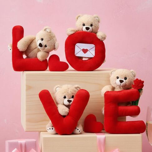 Jenaai 4 Pcs Valentine Teddy Bear Gifts 10" Stuffed Love Teddy Bear Plush Table Decoration, Romantic Stuffed Animals Cute Plush Gift for Girlfriend Couples, Valentine Galentines Wedding Party Decor in Saudi Arabia