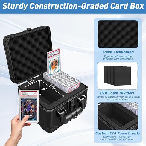 صندوق تخزين البطاقات المتدرجة، حافظة بطاقات متدرجة من PSA للبطاقات المتدرجة، البطاقات الرياضية، حامل حافظة بطاقات تجارة البيسبول يناسب PSA، CSG، BGS in Kuwait