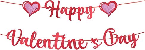 لافتة عيد الحب السعيدة من توتيلوكس، لافتة عيد الحب اللامعة مع إكليل قلب للأماكن الخارجية والداخلية، لوازم ديكور معلقة لحفلات عيد الحب، أحمر وردي in Kuwait