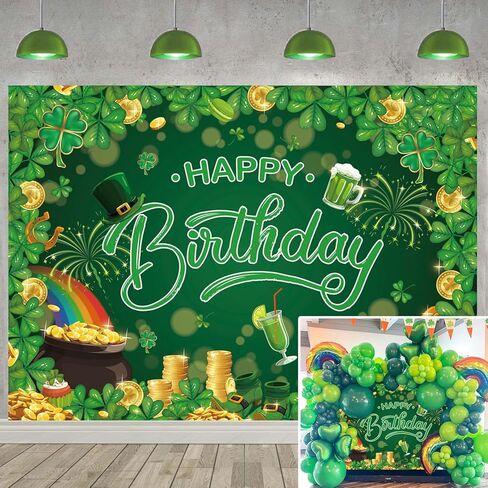 عيد ميلاد سعيد القديس باتريك خلفية عيد الحظ الأيرلندي حفلة يوم الربيع الأخضر شامروك صورة خلفية عيد القديس باتريك راية زينة صور الدعائم (82x59 بوصة (7x5FT)) in Saudi Arabia