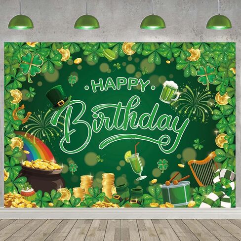 عيد ميلاد سعيد القديس باتريك خلفية عيد الحظ الأيرلندي حفلة يوم الربيع الأخضر شامروك صورة خلفية عيد القديس باتريك راية زينة صور الدعائم (82x59 بوصة (7x5FT)) in Saudi Arabia