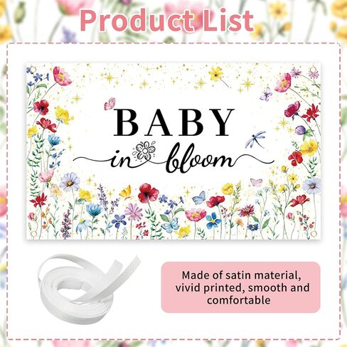 GodMax Baby in Bloom Backdrop Banner, Wildflower Baby Shower Decorations 3 x 5Ft Backdrop Banner Set in Saudi Arabia
