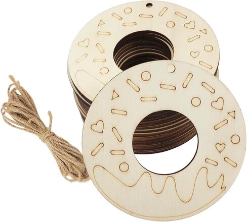 30 Pack 4 Inch Wood Donuts Cutouts Unfinished Wooden Snack Donuts Hanging Ornaments DIY Snack Donuts Craft Gift Tags for Home Party Decoration Craft Project in Saudi Arabia