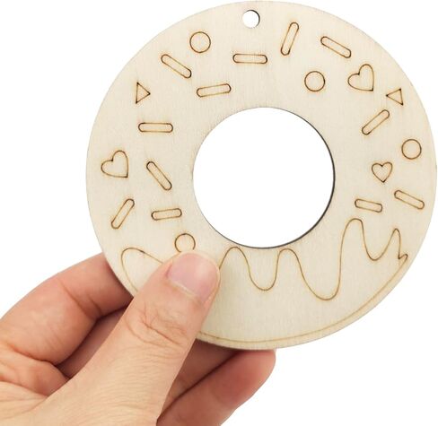 30 Pack 4 Inch Wood Donuts Cutouts Unfinished Wooden Snack Donuts Hanging Ornaments DIY Snack Donuts Craft Gift Tags for Home Party Decoration Craft Project in Saudi Arabia