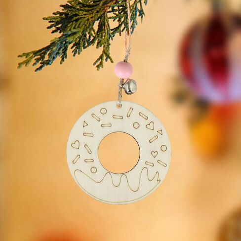 30 Pack 4 Inch Wood Donuts Cutouts Unfinished Wooden Snack Donuts Hanging Ornaments DIY Snack Donuts Craft Gift Tags for Home Party Decoration Craft Project in Saudi Arabia