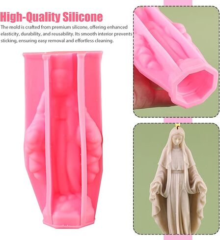 Virgin Mary Candle Mold, Religious Virgin Mary Statue Silicone Mold for Resin Concrete Plaster Home Decor in Kuwait