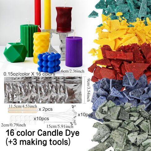 Candle Dye for Candle Making -16 Colors Candle Making Supplies for Soy Candle Making Kits DIY Candle Wax, Highly Concentrated Candle Chips Colors in Saudi Arabia