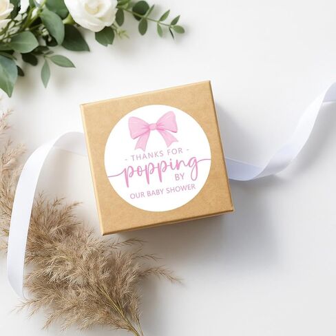 120 x Thanks for Popping by Our Baby Shower Stickers – Pink Round Favor Labels for Party Bags, Candy, or Cookie Packaging – Baby Shower Thank You Tags – 1.6 Inch in Saudi Arabia