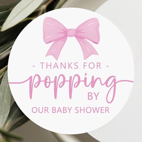 120 x Thanks for Popping by Our Baby Shower Stickers – Pink Round Favor Labels for Party Bags, Candy, or Cookie Packaging – Baby Shower Thank You Tags – 1.6 Inch in Saudi Arabia
