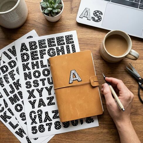 Bold Black & White Alphabet Stickers – 775+ Vinyl Letter & Number Stickers, Water-Resistant, 1 Inch Tall, Block Font with 5 Patterns in Saudi Arabia