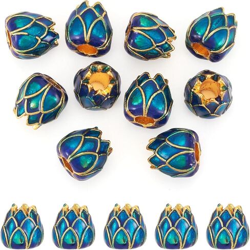 10pcs Alloy Flower Enamel Charms Flower Caps Golden 5-Petal Charms Vintage Colorful Tassel End Pendants for Jewelry Making Earrings Necklace Keychain Accessory in Saudi Arabia