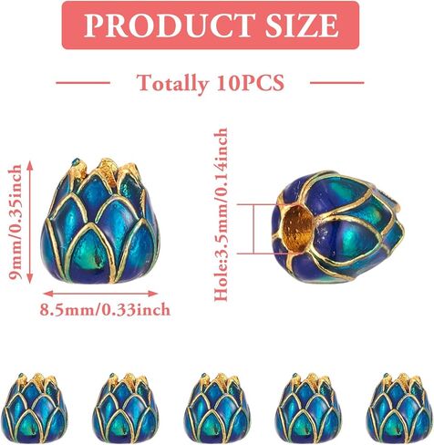 10pcs Alloy Flower Enamel Charms Flower Caps Golden 5-Petal Charms Vintage Colorful Tassel End Pendants for Jewelry Making Earrings Necklace Keychain Accessory in Saudi Arabia