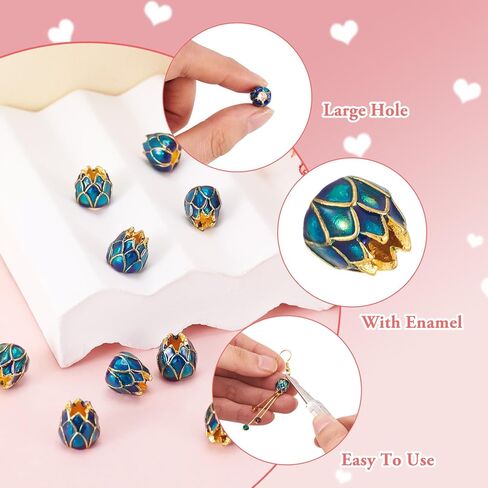 10pcs Alloy Flower Enamel Charms Flower Caps Golden 5-Petal Charms Vintage Colorful Tassel End Pendants for Jewelry Making Earrings Necklace Keychain Accessory in Saudi Arabia
