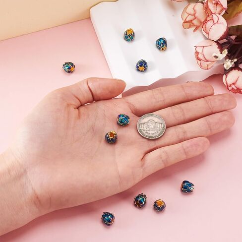 10pcs Alloy Flower Enamel Charms Flower Caps Golden 5-Petal Charms Vintage Colorful Tassel End Pendants for Jewelry Making Earrings Necklace Keychain Accessory in Saudi Arabia