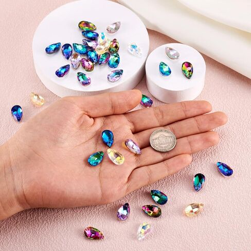 Beadthoven 100Pcs Crystal Glass Beads, Faceted Teardrop Crystal Beads Charm Hanging Beads Colorful Charms Pendants for Jewelry Making Bracelets Earrings Necklace DIY Crafts in Saudi Arabia