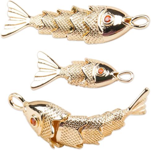 SaiDian 3Pcs Koi Gold Fish Pendant 3D Fish Charms Gold Plated Sea Animal Pendants for DIY Ocean-Themed Jewelry Making for Bracelets Necklaces Earrings Fun Crafting Accessories in Saudi Arabia