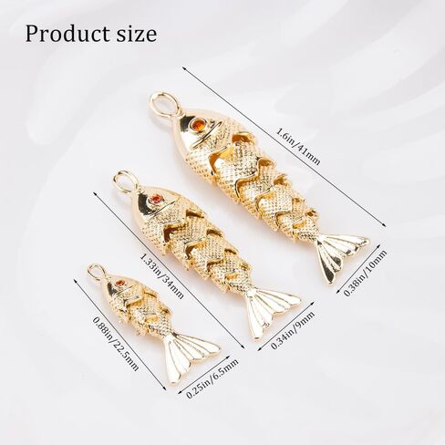 SaiDian 3Pcs Koi Gold Fish Pendant 3D Fish Charms Gold Plated Sea Animal Pendants for DIY Ocean-Themed Jewelry Making for Bracelets Necklaces Earrings Fun Crafting Accessories in Saudi Arabia