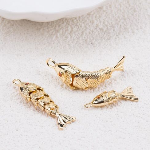 SaiDian 3Pcs Koi Gold Fish Pendant 3D Fish Charms Gold Plated Sea Animal Pendants for DIY Ocean-Themed Jewelry Making for Bracelets Necklaces Earrings Fun Crafting Accessories in Saudi Arabia