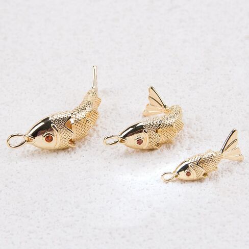 SaiDian 3Pcs Koi Gold Fish Pendant 3D Fish Charms Gold Plated Sea Animal Pendants for DIY Ocean-Themed Jewelry Making for Bracelets Necklaces Earrings Fun Crafting Accessories in Saudi Arabia