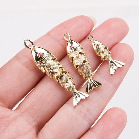 SaiDian 3Pcs Koi Gold Fish Pendant 3D Fish Charms Gold Plated Sea Animal Pendants for DIY Ocean-Themed Jewelry Making for Bracelets Necklaces Earrings Fun Crafting Accessories in Saudi Arabia