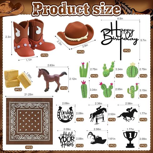 21Pcs Cowboy Cake Decorations Cowboy Cake Topper Cowboy Hat and Boot Cake Toppers for Western Theme Birthday Party Baby Shower Supplies in Saudi Arabia