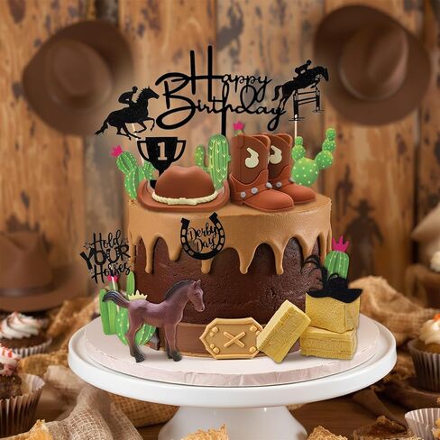 21Pcs Cowboy Cake Decorations Cowboy Cake Topper Cowboy Hat and Boot Cake Toppers for Western Theme Birthday Party Baby Shower Supplies in Saudi Arabia