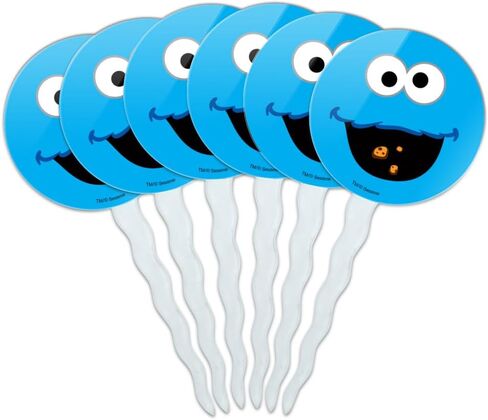 مجموعة تزيين أغطية الكب كيك بوجه كوكي مونستر من سيسامي ستريت مكونة من 6 قطع in Kuwait