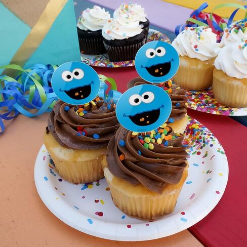 مجموعة تزيين أغطية الكب كيك بوجه كوكي مونستر من سيسامي ستريت مكونة من 6 قطع in Kuwait