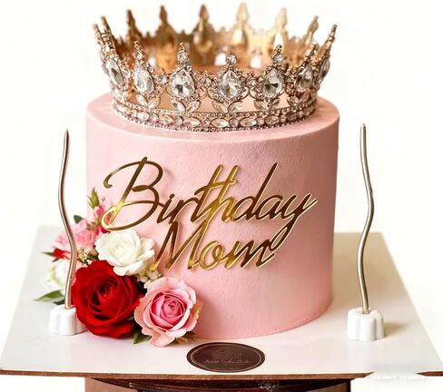 Birthday Mom Cake Topper - Acrylic Gold Happy Mama Birthday Cake Decoration Cake Charm, Best Mom Ever, Happy Mother's Day Party Decorations in Saudi Arabia