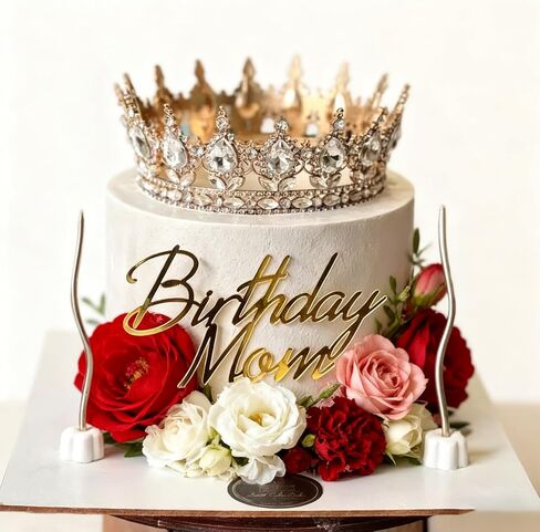 Birthday Mom Cake Topper - Acrylic Gold Happy Mama Birthday Cake Decoration Cake Charm, Best Mom Ever, Happy Mother's Day Party Decorations in Saudi Arabia