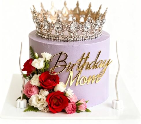 Birthday Mom Cake Topper - Acrylic Gold Happy Mama Birthday Cake Decoration Cake Charm, Best Mom Ever, Happy Mother's Day Party Decorations in Saudi Arabia