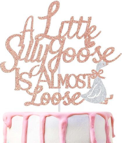 A Little Silly Goose is Almost Loose Cake Topper, Funny Baby 1st Birthday Party Decoration Supplies, Silly Goose Baby Shower Decorations Rose Gold Glitter in Saudi Arabia